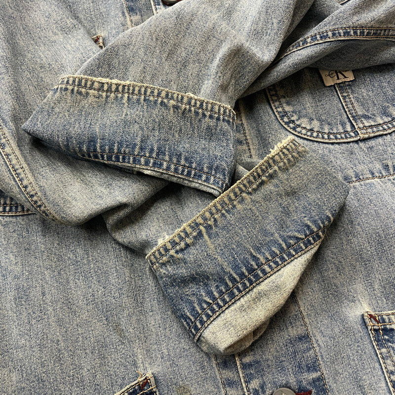 【中古品】【メンズ】 CALVIN KLEIN カルバンクライン 90’ｓ COVERALL DENIM JACKET 90年代 カバーオール デニム ジャケット アウター 141-260615-sa-12-tei サイズ：XL カラー：インディゴ 万代Net店