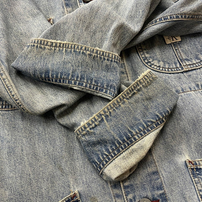 【中古品】【メンズ】 CALVIN KLEIN カルバンクライン 90’ｓ COVERALL DENIM JACKET 90年代 カバーオール デニム ジャケット アウター 141-260615-sa-12-tei サイズ：XL カラー：インディゴ 万代Net店