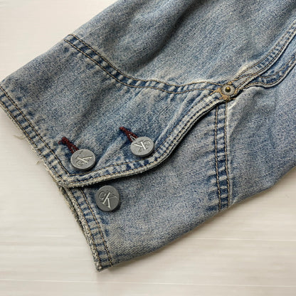 【中古品】【メンズ】 CALVIN KLEIN カルバンクライン 90’ｓ COVERALL DENIM JACKET 90年代 カバーオール デニム ジャケット アウター 141-260615-sa-12-tei サイズ：XL カラー：インディゴ 万代Net店