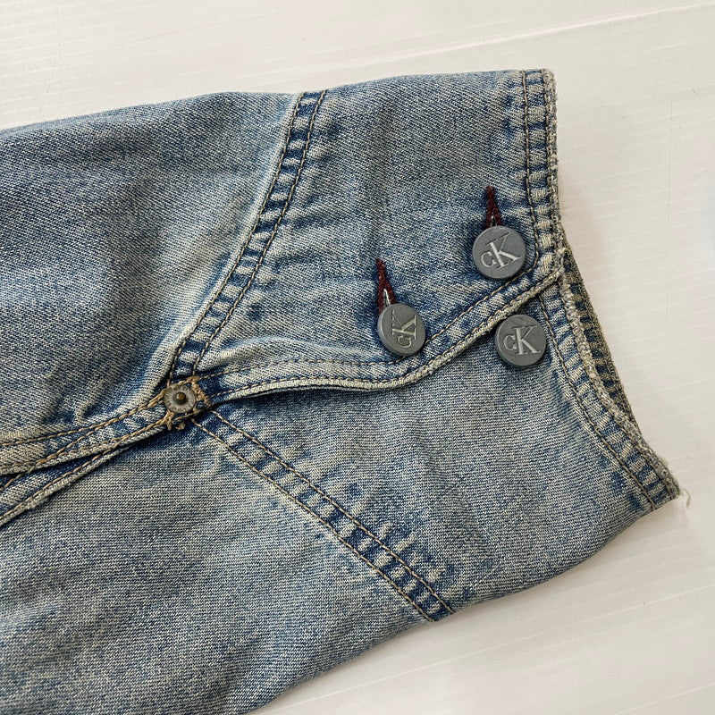 【中古品】【メンズ】 CALVIN KLEIN カルバンクライン 90’ｓ COVERALL DENIM JACKET 90年代 カバーオール デニム ジャケット アウター 141-260615-sa-12-tei サイズ：XL カラー：インディゴ 万代Net店