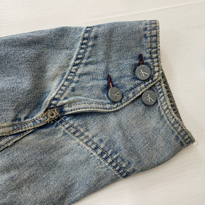 【中古品】【メンズ】 CALVIN KLEIN カルバンクライン 90’ｓ COVERALL DENIM JACKET 90年代 カバーオール デニム ジャケット アウター 141-260615-sa-12-tei サイズ：XL カラー：インディゴ 万代Net店