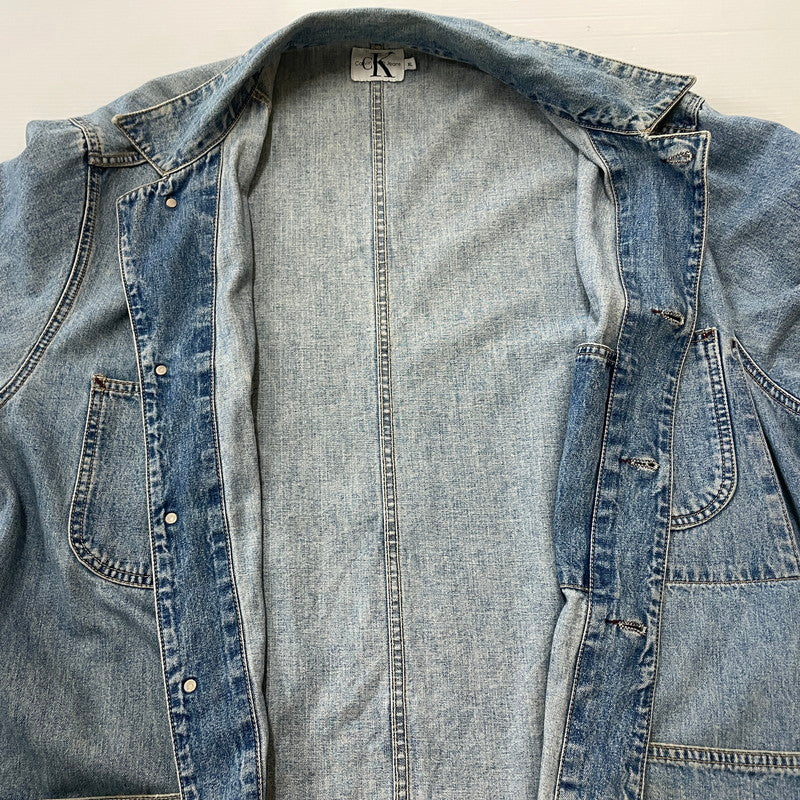 【中古品】【メンズ】 CALVIN KLEIN カルバンクライン 90’ｓ COVERALL DENIM JACKET 90年代 カバーオール デニム ジャケット アウター 141-260615-sa-12-tei サイズ：XL カラー：インディゴ 万代Net店