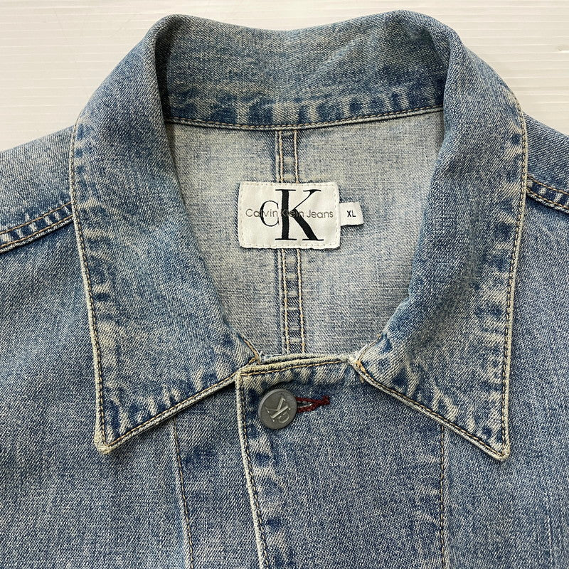 【中古品】【メンズ】 CALVIN KLEIN カルバンクライン 90’ｓ COVERALL DENIM JACKET 90年代 カバーオール デニム ジャケット アウター 141-260615-sa-12-tei サイズ：XL カラー：インディゴ 万代Net店