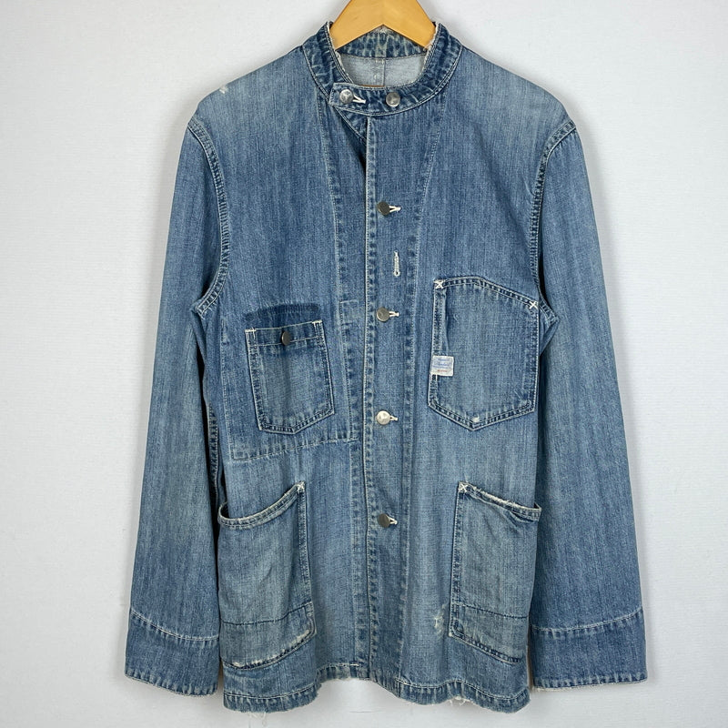 【現状渡し品】【メンズ】 JOUNAL STANDARD ジャーナル スタンダード USED PROCESSING NOCOLLAR COVERALL ユーズド 加工 ノーカラーカバーオール アウター 147-260830-sa-09-tei サイズ：M カラー：インディゴ 万代Net店