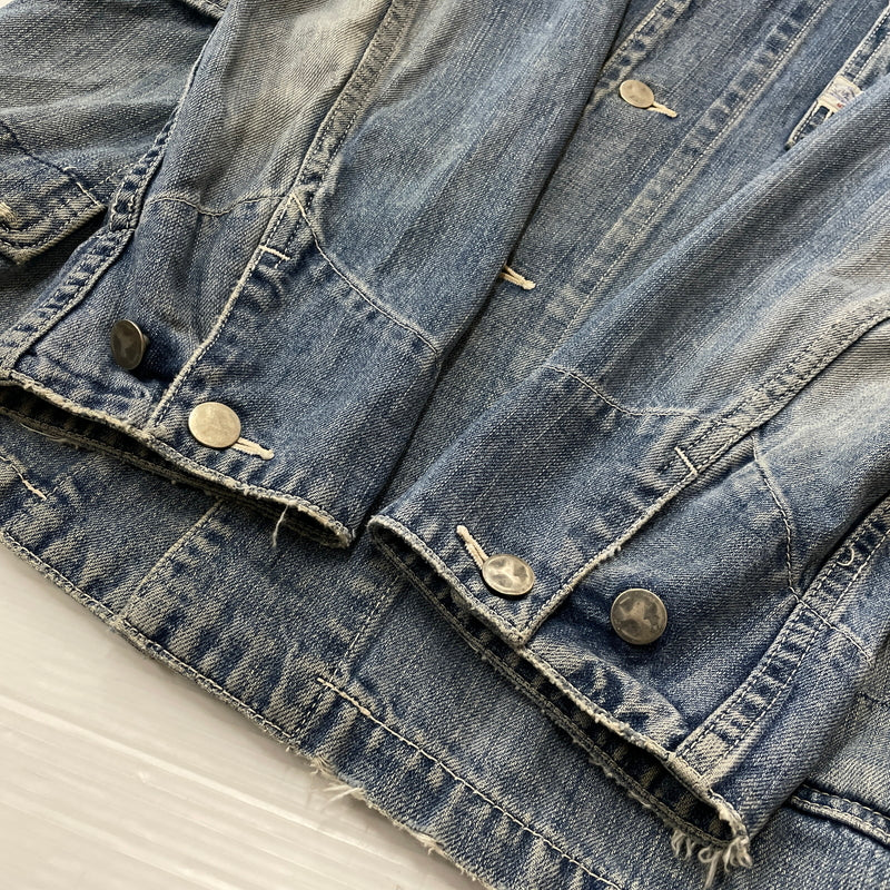 【現状渡し品】【メンズ】 JOUNAL STANDARD ジャーナル スタンダード USED PROCESSING NOCOLLAR COVERALL ユーズド 加工 ノーカラーカバーオール アウター 147-260830-sa-09-tei サイズ：M カラー：インディゴ 万代Net店