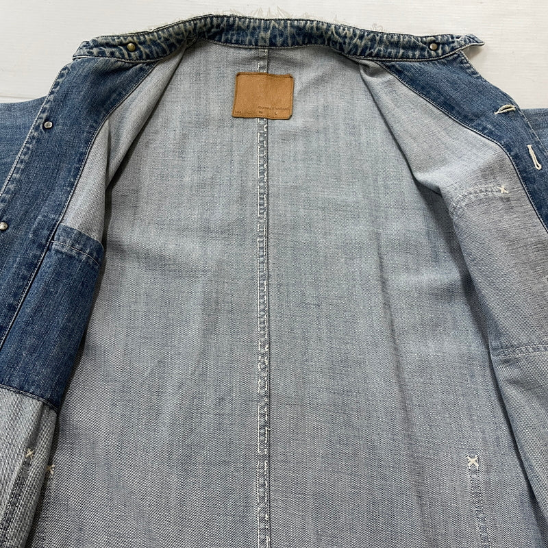 【現状渡し品】【メンズ】 JOUNAL STANDARD ジャーナル スタンダード USED PROCESSING NOCOLLAR COVERALL ユーズド 加工 ノーカラーカバーオール アウター 147-260830-sa-09-tei サイズ：M カラー：インディゴ 万代Net店