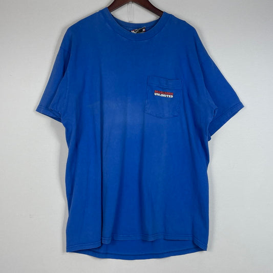 【中古品】【メンズ】 MARLBORO マルボロ UNLIMITED WOLF TEE アンリミテッド ウルフ Ｔシャツ 半袖 トップス 145-260615-sa-08-tei サイズ：フリーサイズ カラー：ブルー 万代Net店
