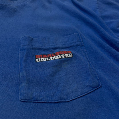 【中古品】【メンズ】 MARLBORO マルボロ UNLIMITED WOLF TEE アンリミテッド ウルフ Ｔシャツ 半袖 トップス 145-260615-sa-08-tei サイズ：フリーサイズ カラー：ブルー 万代Net店