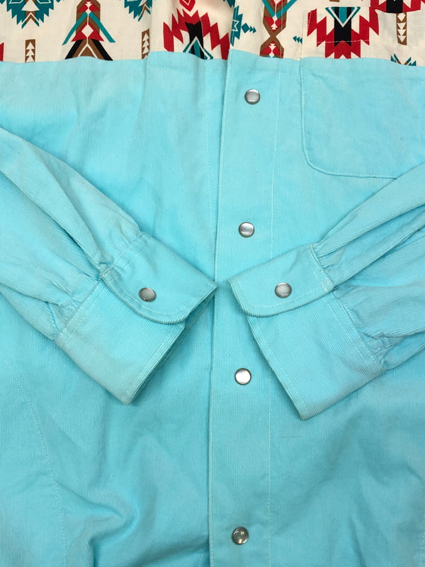 【中古品】【メンズ】 AiE エーアイイー Open Collar Corduroy Shirt オープンカラーコーデュロイシャツ トップス 140-260819-SH-16-hon サイズ：S カラー：ライトブルー 万代Net店
