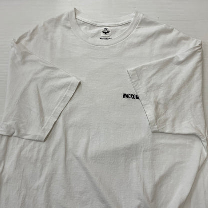 【中古品】【メンズ】 WACKOMARIA ワコマリア × THE DARK KNIGHT ザ ダークナイト 別注コラボ CREW NECK T-SHIRT JOKER クール ネック Ｔシャツ ジョーカー 半袖 トップス 140-260615-sa-04-tei サイズ：XL カラー：ホワイト 万代Net店