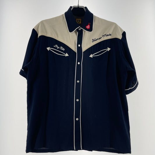 【中古品】【メンズ】 HUMANMADE ヒューマンメイド WEATERN SHIRT HM23SH014 ウェスタン シャツ 半袖 トップス 142-260617-sa-03-tei サイズ：M カラー：ネイビー 万代Net店