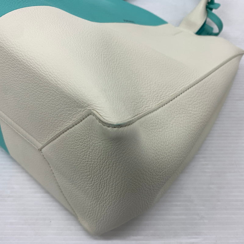 【中古品】【メンズ/レディース】 Tiffany & Co. ティファニー バイカラー2WAY トートバッグ カバン カラーブロック レザーバッグ 180-260622-ko-01-tei カラー：ホワイト/ブルー 万代Net店