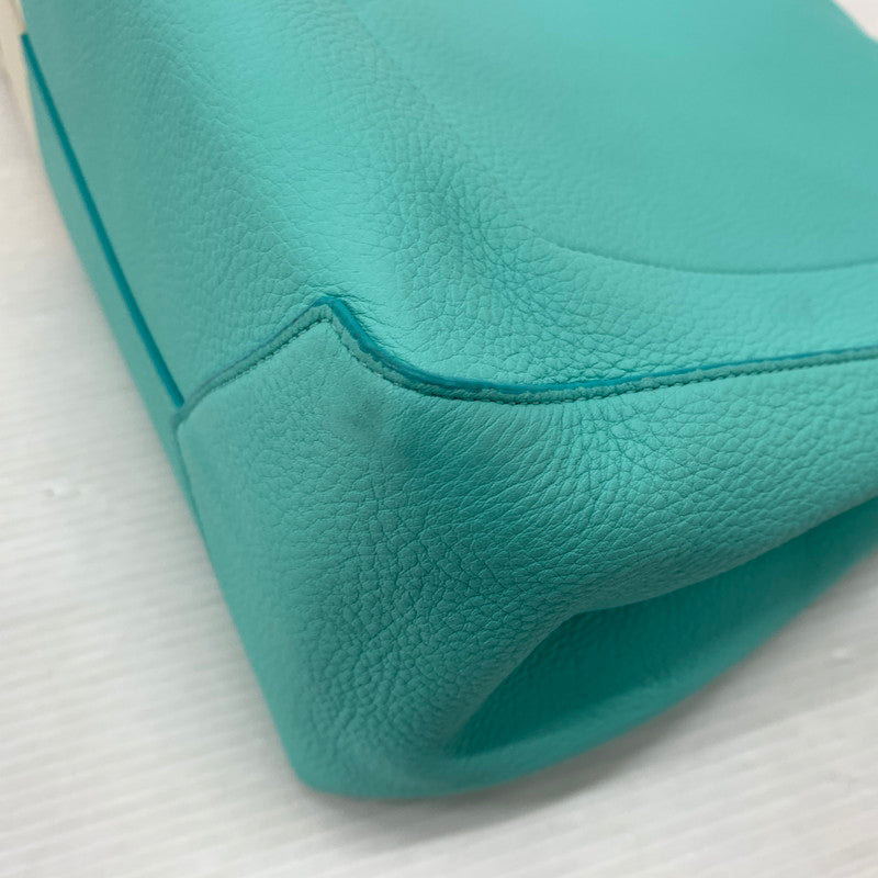【中古品】【メンズ/レディース】 Tiffany & Co. ティファニー バイカラー2WAY トートバッグ カバン カラーブロック レザーバッグ 180-260622-ko-01-tei カラー：ホワイト/ブルー 万代Net店