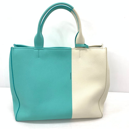 【中古品】【メンズ/レディース】 Tiffany & Co. ティファニー バイカラー2WAY トートバッグ カバン カラーブロック レザーバッグ 180-260622-ko-01-tei カラー：ホワイト/ブルー 万代Net店
