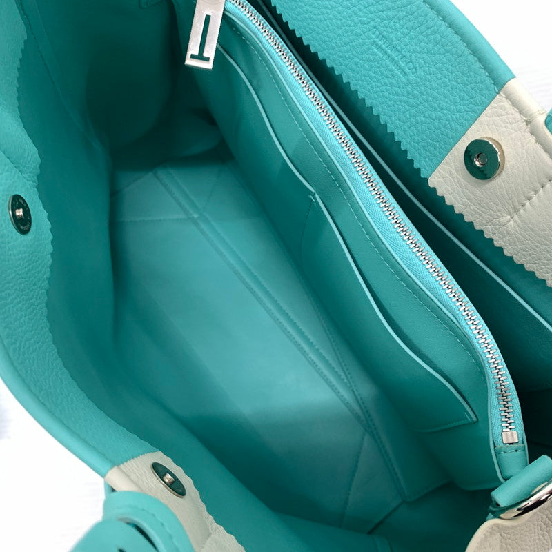 【中古品】【メンズ/レディース】 Tiffany & Co. ティファニー バイカラー2WAY トートバッグ カバン カラーブロック レザーバッグ 180-260622-ko-01-tei カラー：ホワイト/ブルー 万代Net店
