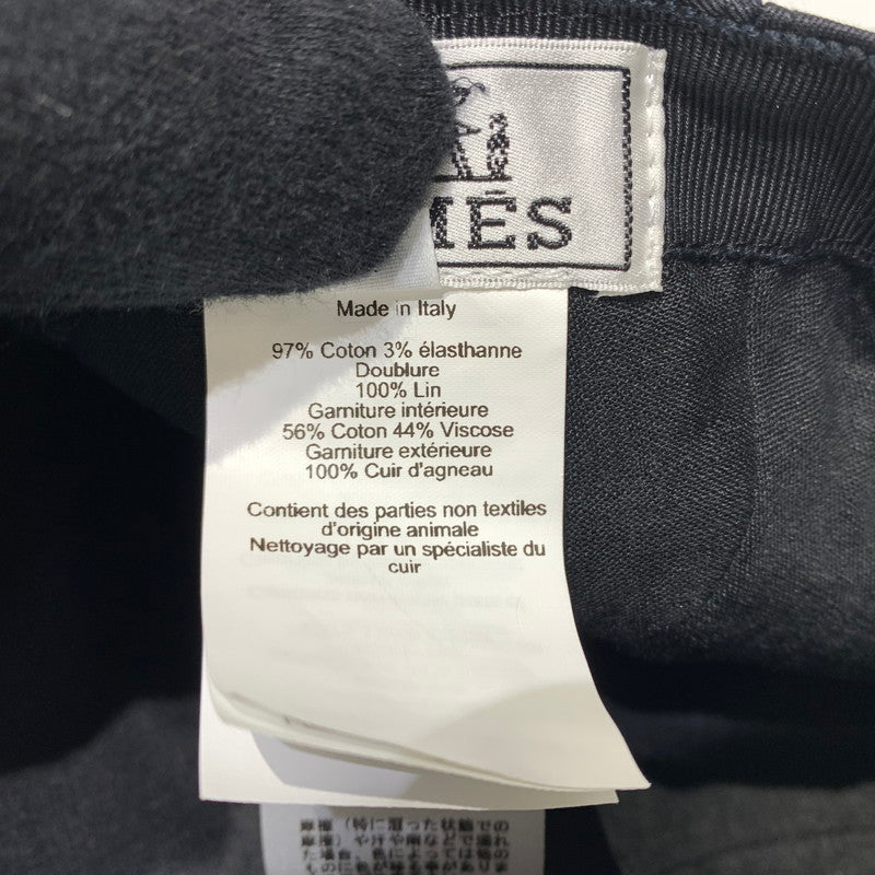 【中古品】【メンズ】 HERMES エルメス ROBOT COTTON CAP ロボット コットンキャップ 帽子 183-260622-ko-13-tei サイズ：60 カラー：ブラック 万代Net店
