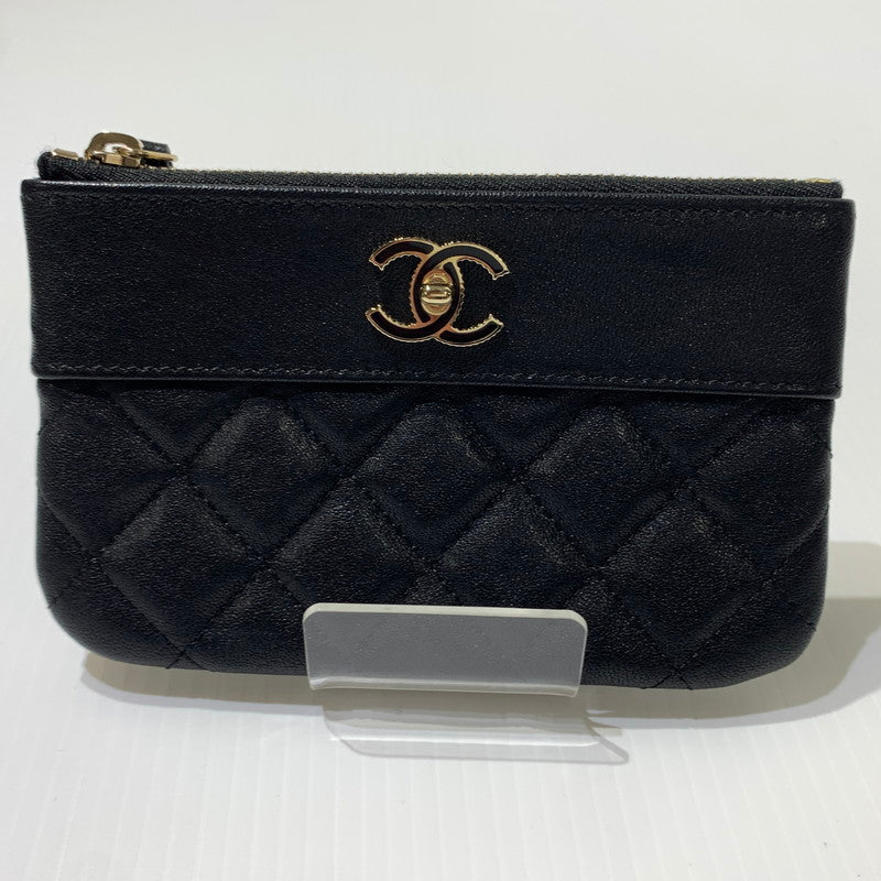 【中古品】【メンズ/レディース】 CHANEL シャネル LAMBSKIN MATELASSE POUCH ラムスキン マトラッセポーチ 財布 小物入れ 181-260622-ko-10-tei カラー：ブラック 万代Net店