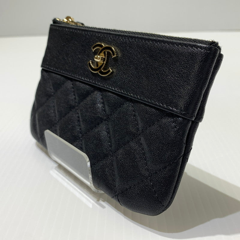 【中古品】【メンズ/レディース】 CHANEL シャネル LAMBSKIN MATELASSE POUCH ラムスキン マトラッセポーチ 財布 小物入れ 181-260622-ko-10-tei カラー：ブラック 万代Net店