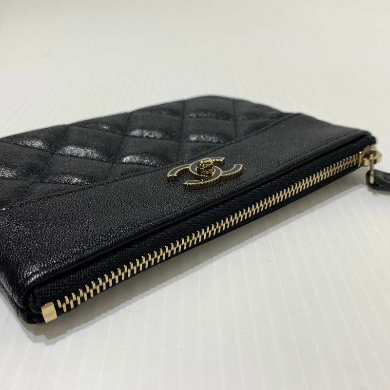 【中古品】【メンズ/レディース】 CHANEL シャネル LAMBSKIN MATELASSE POUCH ラムスキン マトラッセポーチ 財布 小物入れ 181-260622-ko-10-tei カラー：ブラック 万代Net店