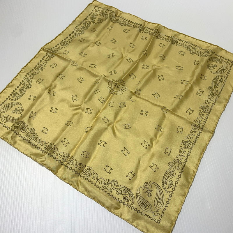 【中古品】【メンズ/レディース】 CELINE セリーヌ SILK SCARF 163W 2AWB8 11PE シルクスカーフ アクセサリー ハンカチーフ 183-260622-ko-08-tei カラー：イエロー系/ゴールド系 万代Net店
