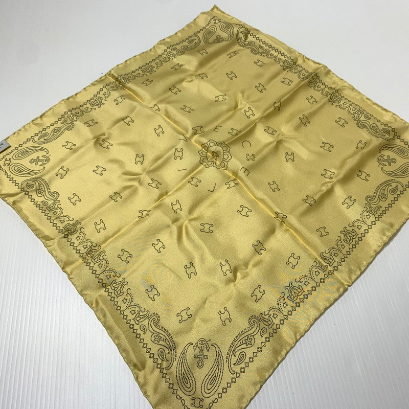 【中古品】【メンズ/レディース】 CELINE セリーヌ SILK SCARF 163W 2AWB8 11PE シルクスカーフ アクセサリー ハンカチーフ 183-260622-ko-08-tei カラー：イエロー系/ゴールド系 万代Net店