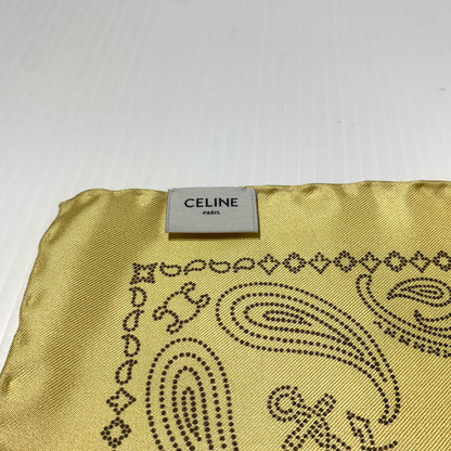【中古品】【メンズ/レディース】 CELINE セリーヌ SILK SCARF 163W 2AWB8 11PE シルクスカーフ アクセサリー ハンカチーフ 183-260622-ko-08-tei カラー：イエロー系/ゴールド系 万代Net店