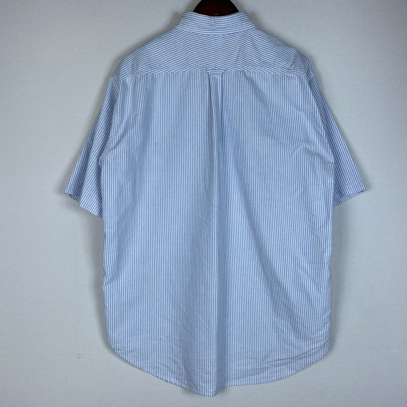 【中古品】【メンズ】 THE NORTH FACE ザ・ノースフェイス S/S STRIPE OX B.D.BIG SHIRT NT3111N ストライプ オックスフォード ボタンダウン ビッグ シャツ 半袖トップス 144-260622-ss-02-tei サイズ：S カラー：ブルー 万代Net店