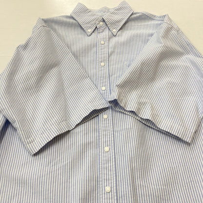 【中古品】【メンズ】 THE NORTH FACE ザ・ノースフェイス S/S STRIPE OX B.D.BIG SHIRT NT3111N ストライプ オックスフォード ボタンダウン ビッグ シャツ 半袖トップス 144-260622-ss-02-tei サイズ：S カラー：ブルー 万代Net店