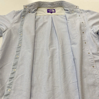 【中古品】【メンズ】 THE NORTH FACE ザ・ノースフェイス S/S STRIPE OX B.D.BIG SHIRT NT3111N ストライプ オックスフォード ボタンダウン ビッグ シャツ 半袖トップス 144-260622-ss-02-tei サイズ：S カラー：ブルー 万代Net店