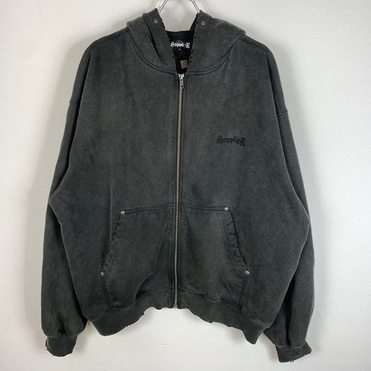 【中古品】【メンズ】 SUPPLIER サプライヤー ZIP UP HOODIE ジップアップフーディ トップス フルジップパーカー ダメージ加工 142-260619-ko-01-tei サイズ：M カラー：グレー 万代Net店