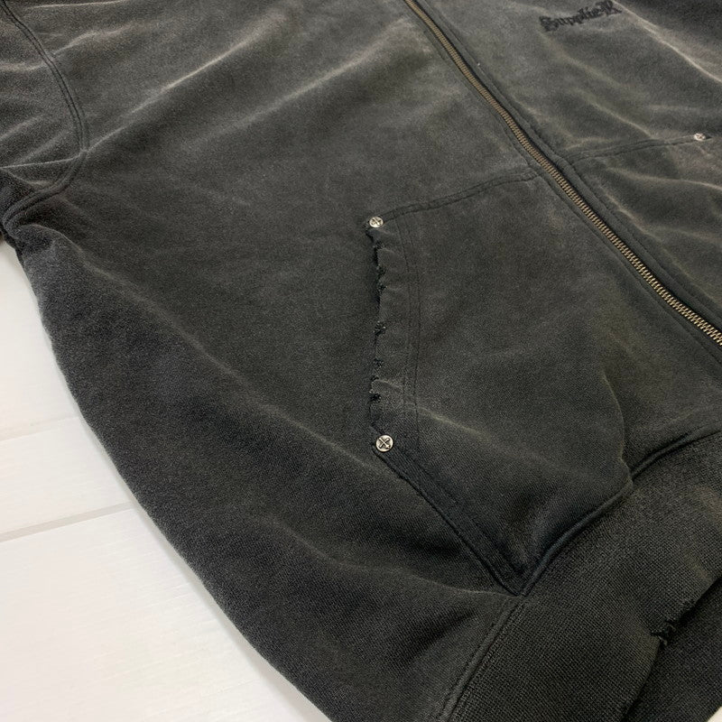 【中古品】【メンズ】 SUPPLIER サプライヤー ZIP UP HOODIE ジップアップフーディ トップス フルジップパーカー ダメージ加工 142-260619-ko-01-tei サイズ：M カラー：グレー 万代Net店