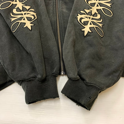 【中古品】【メンズ】 SUPPLIER サプライヤー ZIP UP HOODIE ジップアップフーディ トップス フルジップパーカー ダメージ加工 142-260619-ko-01-tei サイズ：M カラー：グレー 万代Net店