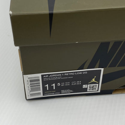【中古美品】【メンズ】 NIKE ナイキ AIR JORDAN 1 LOW OG MEDIUM OLIVE SUMMIT WHITE エアジョーダン1 ロー OG ミディアムオリーブ サミットホワイト HQ6998-200 160-260810-nm-62-tei サイズ：29.5cm 万代Net店
