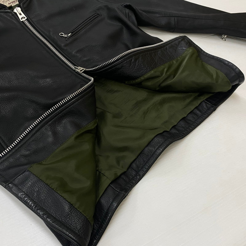 【中古品】【メンズ】 AVIREX アヴィレックス OILYCOW SINGLE RIDERS 6161068 オイリーカウ シンルグルライダース アウター レザージャケット 145-260622-ss-07-tei サイズ：XL カラー：ブラック 万代Net店