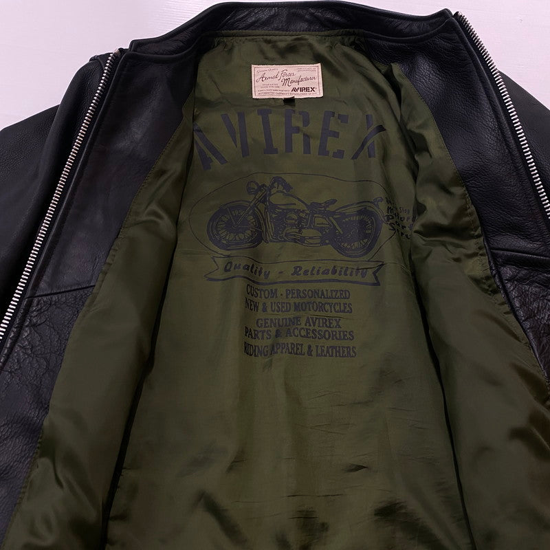 【中古品】【メンズ】 AVIREX アヴィレックス OILYCOW SINGLE RIDERS 6161068 オイリーカウ シンルグルライダース アウター レザージャケット 145-260622-ss-07-tei サイズ：XL カラー：ブラック 万代Net店
