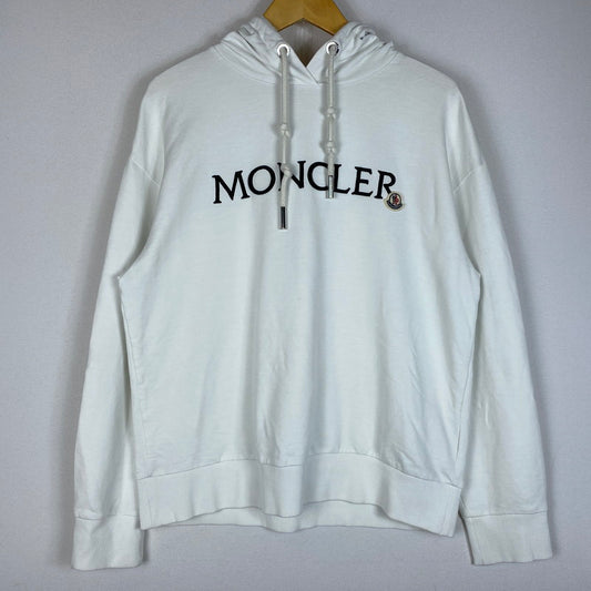 【中古品】【メンズ】 MONCLER モンクレール LOGO PATCH HOODIE I20938G00026 89A1K ロゴパッチ フーディー トップス プルオーバーパーカー 141-260622-ss-04-tei サイズ：S/※後ろ汚れあり カラー：ホワイト 万代Net店