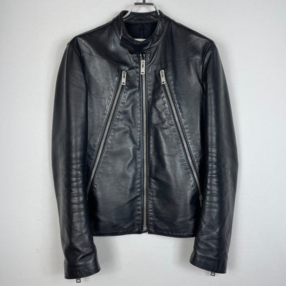【中古品】【メンズ】 MAISON MARIGIELA メゾン マルジェラ S50SM0257 SX9007 LEATHER DOUBLE レザーライダース ジャケット アウター 牛革 八の字 141-620618-sa-02-tei サイズ：44 カラー：ブラック 万代Net店