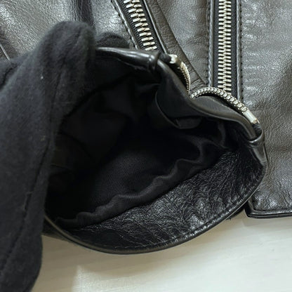 【中古品】【メンズ】 MAISON MARIGIELA メゾン マルジェラ S50SM0257 SX9007 LEATHER DOUBLE レザーライダース ジャケット アウター 牛革 八の字 141-620618-sa-02-tei サイズ：44 カラー：ブラック 万代Net店