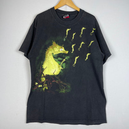 【中古品】【メンズ】 GIANT ジャイアント 90's NIRVANA SEAHORSE TEE 90年代 ニルヴァーナ シーホース Tシャツ 半袖 トップス 145-620618-sa-01-tei サイズ：L カラー：ブラック 万代Net店
