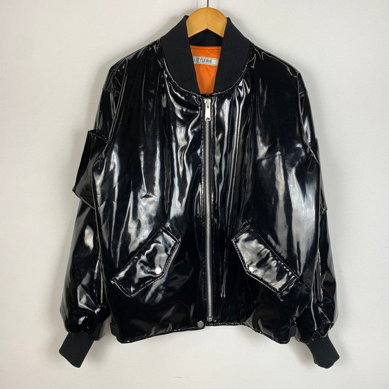 【現状渡し品】【メンズ】 LITTLEBIG リトルビッグ ENAMEL CAF JACKET MA-1 LB173-BL02 エナメル ボンバージャケット アウター 140-260619-ko-07-tei サイズ：2 カラー：ブラック 万代Net店