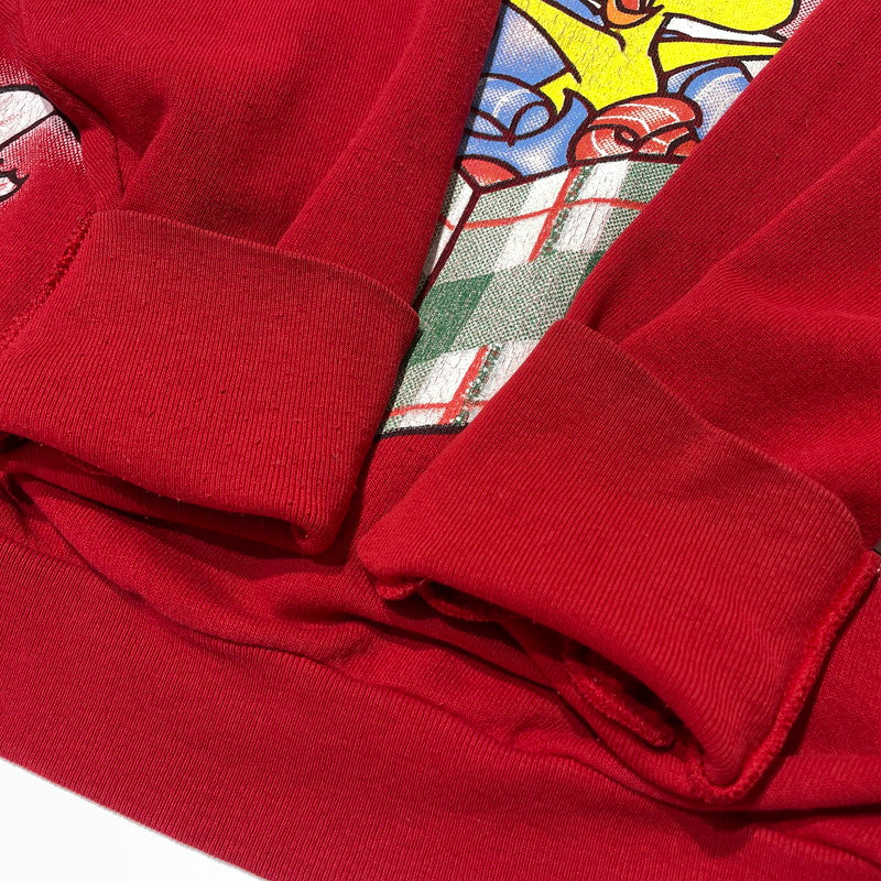 【中古品】【メンズ】 LOONEY TUNES ルーニー テューンズ 90’s SWEAT SHIRT "KISS THIS TWEETY" 90年代 スウェット シャツ キス ディス トュイーティー 長袖 トップス トレーナー 145-260808-sa-04-tei サイズ：不明 カラー：レッド 万代Net店