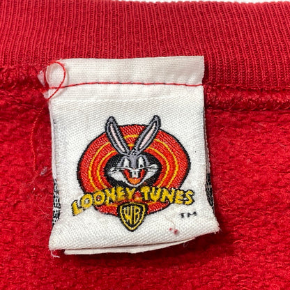【中古品】【メンズ】 LOONEY TUNES ルーニー テューンズ 90’s SWEAT SHIRT "KISS THIS TWEETY" 90年代 スウェット シャツ キス ディス トュイーティー 長袖 トップス トレーナー 145-260808-sa-04-tei サイズ：不明 カラー：レッド 万代Net店