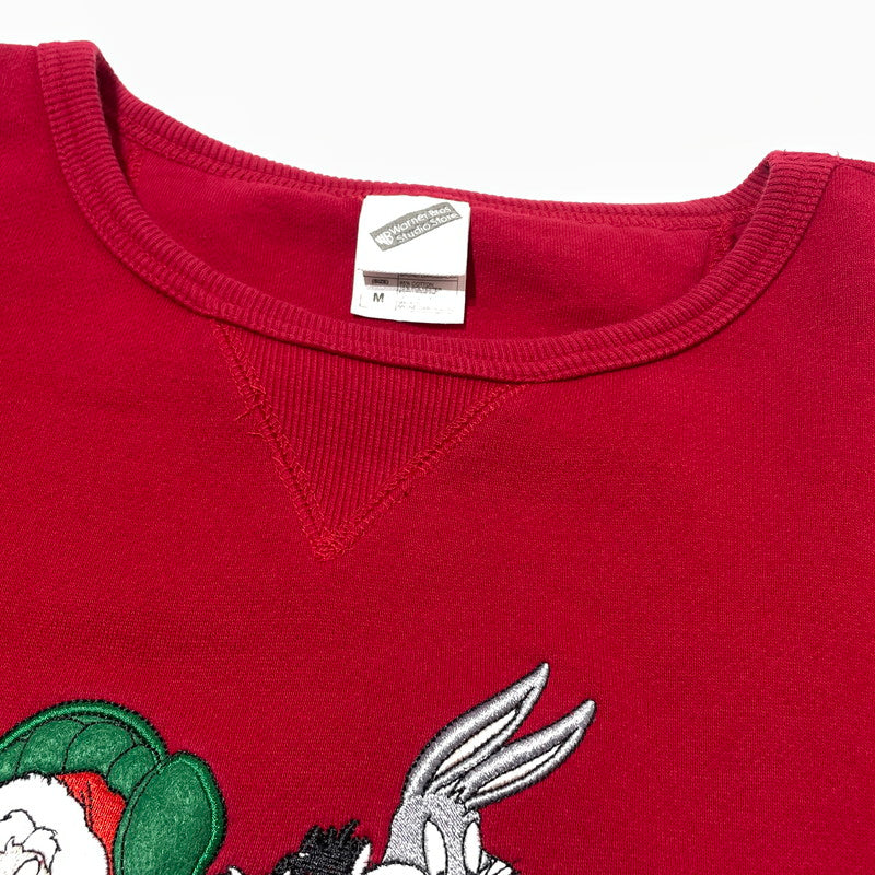 【中古品】【メンズ】 WARNER BROS STUDIO ワーナー ブラザーズ スタジオ 90’s LOONEY TUNES SANTA SWEAT 90年代 ルーニー テューンズ サンタ スウェット 長袖 トップス トレーナー 145-260808-sa-05-tei サイズ：M カラー：レッド 万代Net店