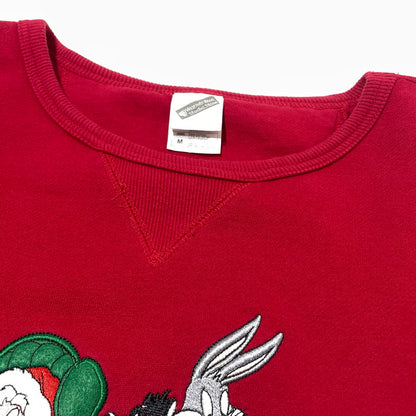 【中古品】【メンズ】 WARNER BROS STUDIO ワーナー ブラザーズ スタジオ 90’s LOONEY TUNES SANTA SWEAT 90年代 ルーニー テューンズ サンタ スウェット 長袖 トップス トレーナー 145-260808-sa-05-tei サイズ：M カラー：レッド 万代Net店