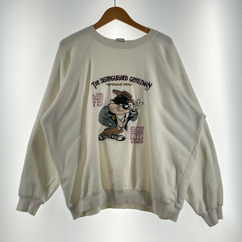 【中古品】【メンズ】 ACME CLOTHING アクメ クロージング × WARNER BROS ワーナー ブラザーズ 90’s LOONEY TUNES SWEAT "HANDSOME DEVIS" 90年代 ルーニー テューンズ スウェット ハンサム デヴィス 145-260807-sa-02-tei サイズ：XL カラー：ホワイト 万代Net店
