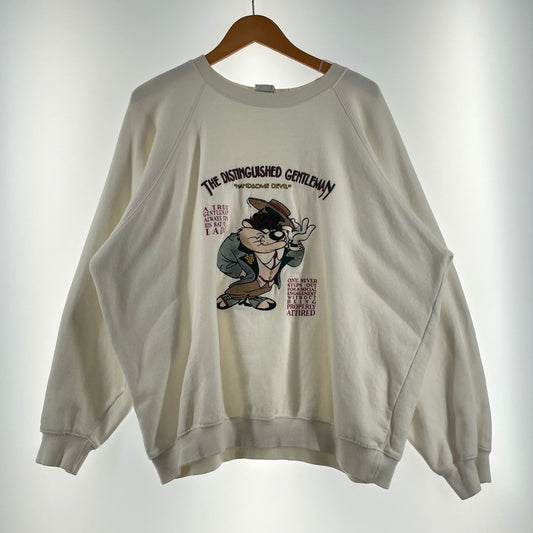 【中古品】【メンズ】 ACME CLOTHING アクメ クロージング × WARNER BROS ワーナー ブラザーズ 90’s LOONEY TUNES SWEAT "HANDSOME DEVIS" 90年代 ルーニー テューンズ スウェット ハンサム デヴィス 145-260807-sa-02-tei サイズ：XL カラー：ホワイト 万代Net店