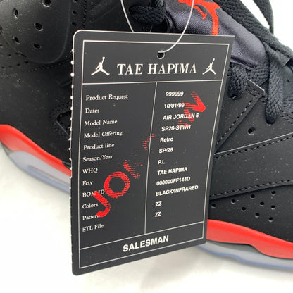 【中古品】【メンズ】 NIKE ナイキ AIR JORDAN 6 RETRO INFRARED SALESMAN CT8529-001 エアジョーダン6 レトロ スニーカー 靴 シューズ 160-260627-ko-08-tei サイズ：28cm カラー：ブラックレッド 万代Net店