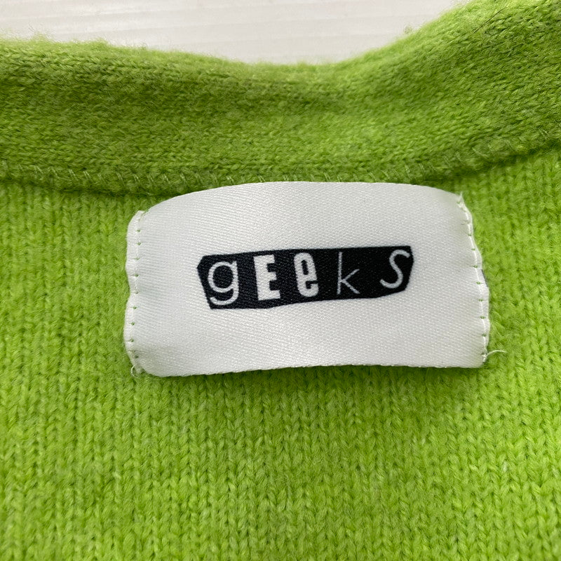 【中古品】【メンズ】 GEEKS ギークス SHORT CARDIGAN ショート カーディガン 長袖 アウター 140-260623-sa-02-tei サイズ：L カラー：グリーン 万代Net店