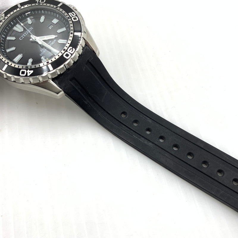 【中古品】【メンズ】 CITIZEN シチズン ECO DRIVE DIVERS 200M E168-003FR01 エコドライブ ドライバーズ 腕時計 ウォッチ 197-260804-ko-13-tei カラー：ブラック 万代Net店