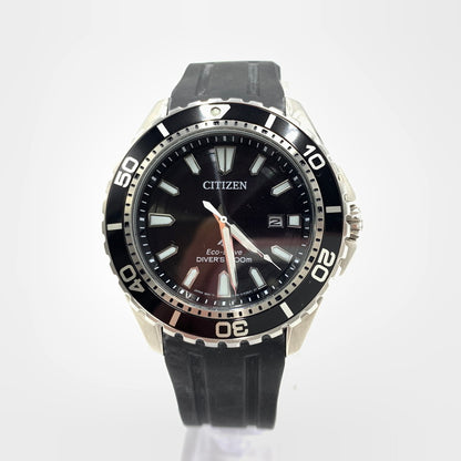 【中古品】【メンズ】 CITIZEN シチズン ECO DRIVE DIVERS 200M E168-003FR01 エコドライブ ドライバーズ 腕時計 ウォッチ 197-260804-ko-13-tei カラー：ブラック 万代Net店